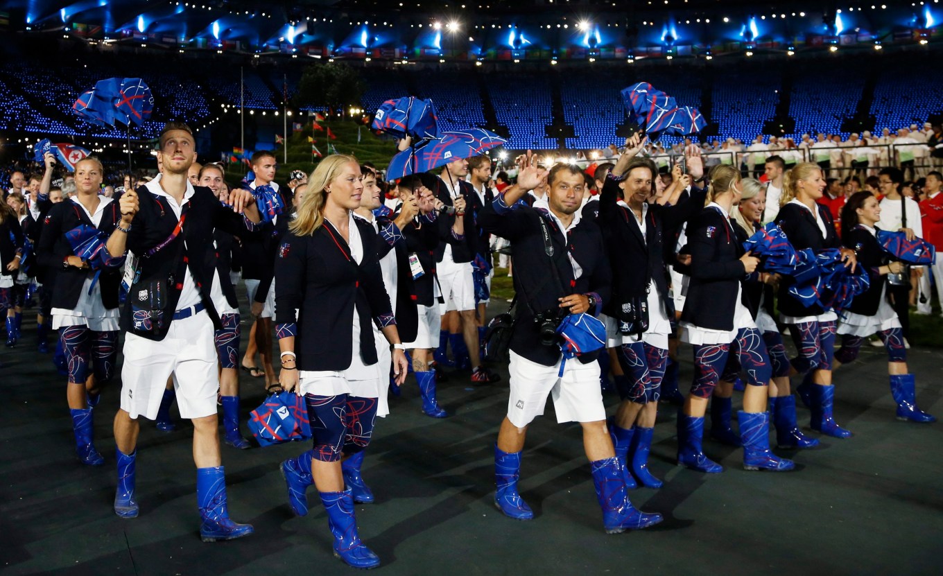 Athletes from Czech Republic parade during the Opening Ceremony at the 2012 Summer Olympics, Friday, July 27, 2012, in London. (AP Photo/Matt Dunham)