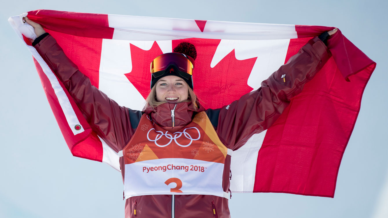  Cassie Sharpe après avoir décroché l'or en demi-lune à PyeongChang 2018. Photo : David Jackson